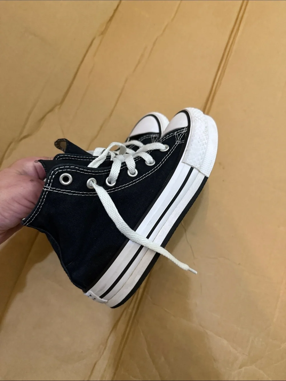Converse Kids Black High-Top Canvas Sneakers with White Trim